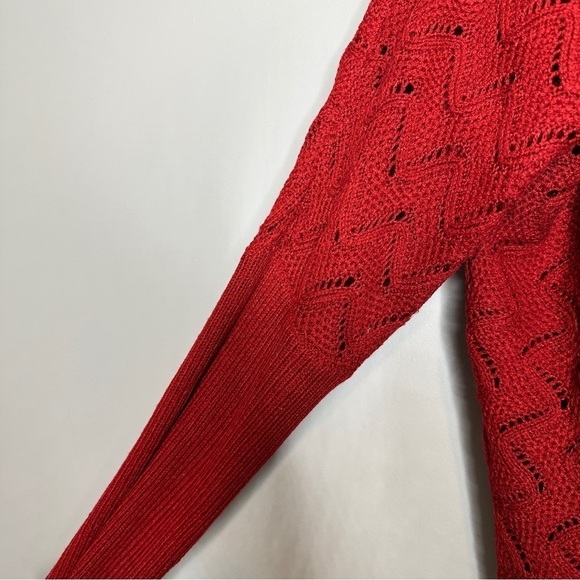 It’s our time red loose knit scoop neck sweater - Picture 3 of 6